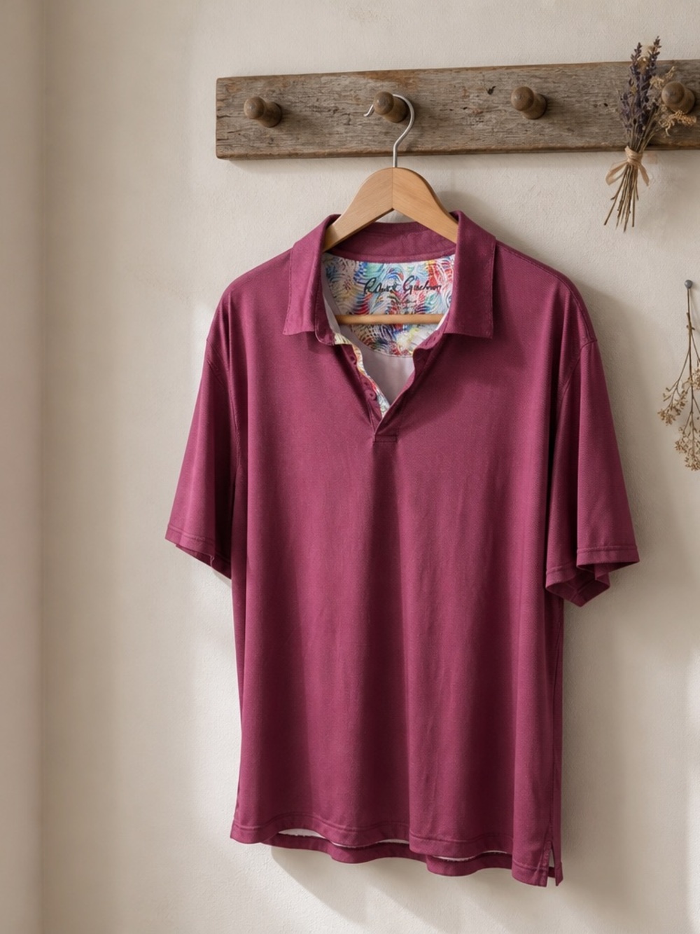 Robert Graham Men's Polo in Berry Plum